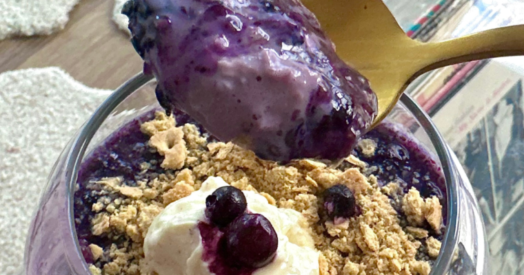 High Protein Blueberry Pie Overnight Oats