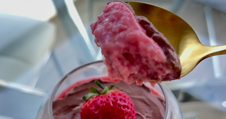 High Protein Chocolate Covered Strawberry Overnight Oats